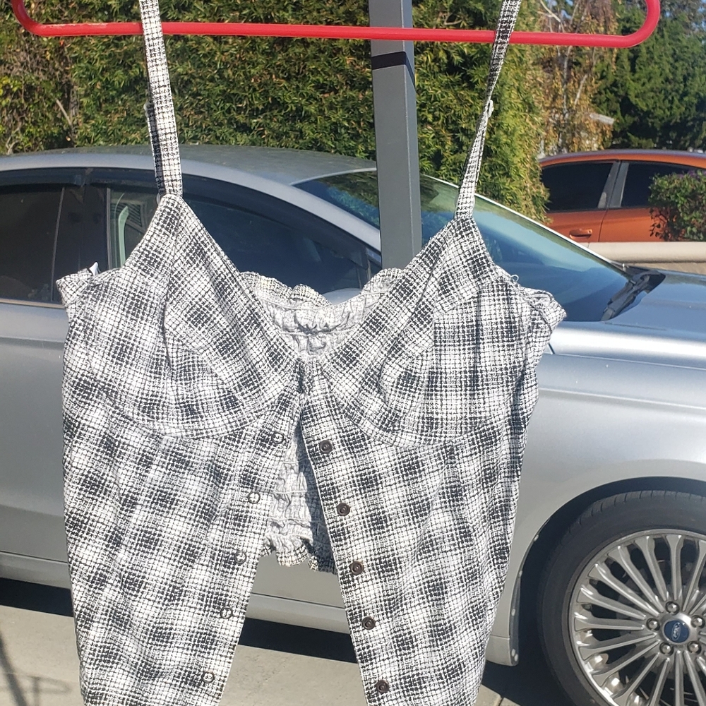 Black and White Plaid Crop Top